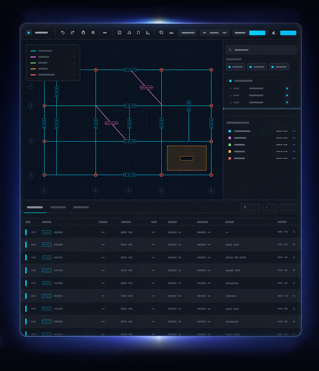 Takeoffr in action — auto-detect parts on a structural sheet